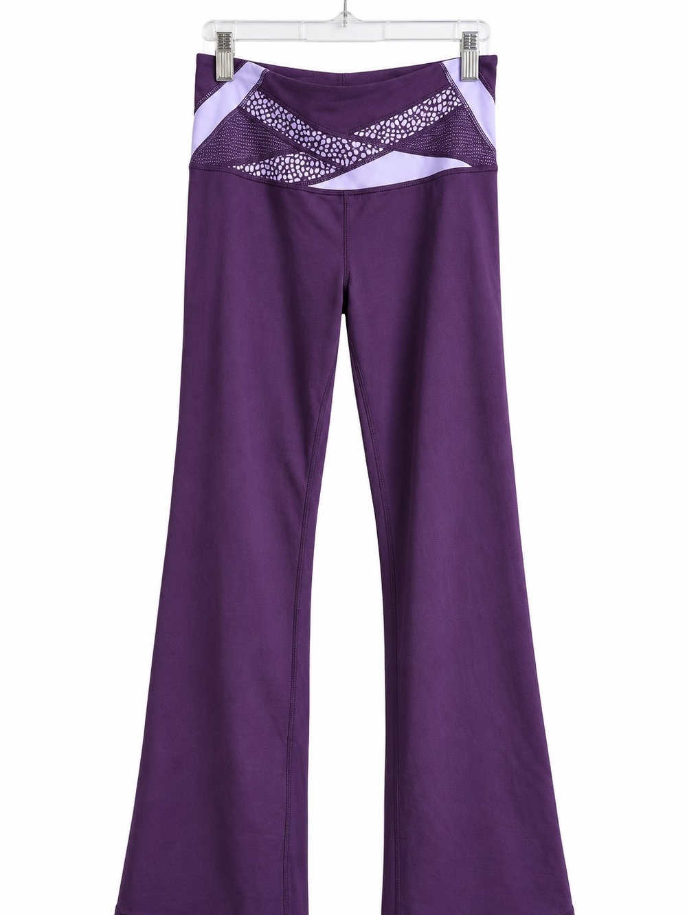 Lululemon Women’s Size 4 Purple Flare Yoga Pants Mesh Crossover Waist Athletic